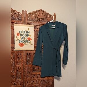 Showpo Size 0 Elegant Teal Wrap Jacket